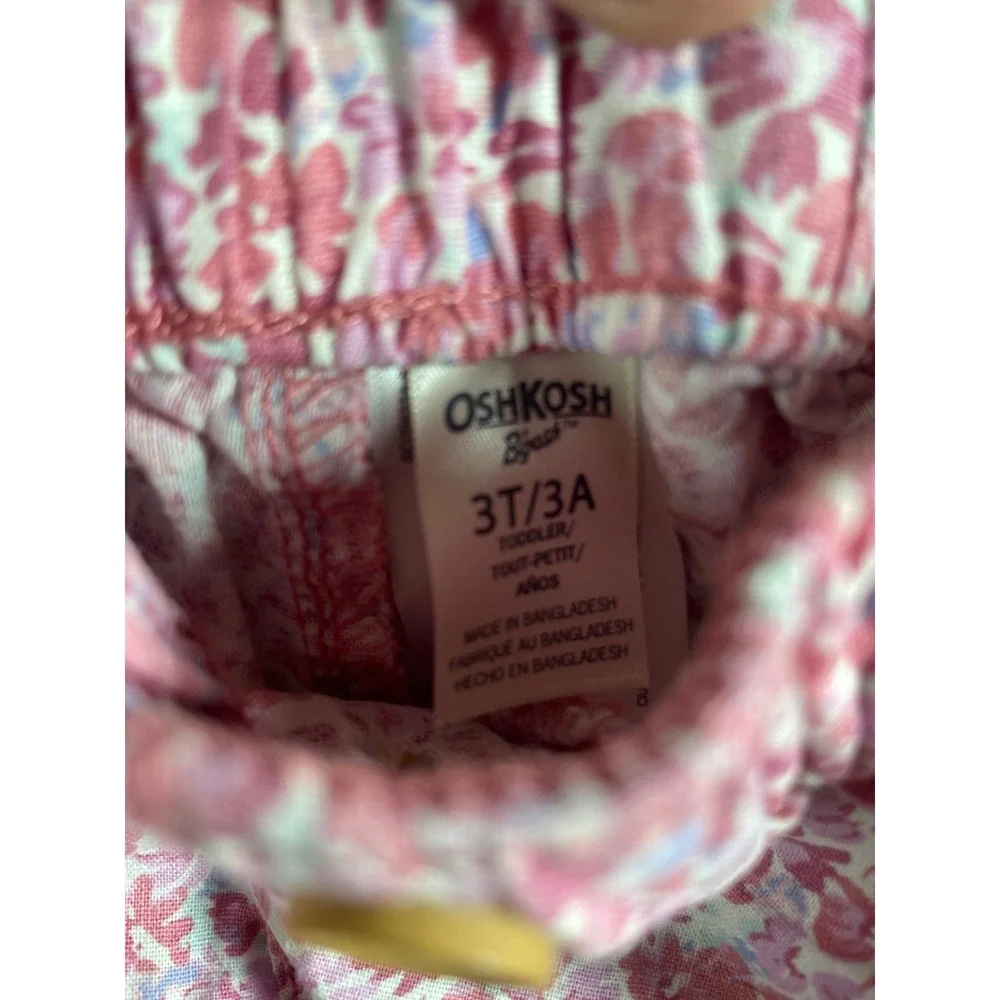 OshKosh B'gosh Toddler Girls Pink Floral Pull On Shorts Size 3T Elastic Waist